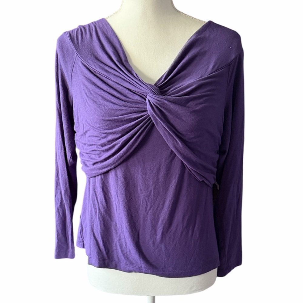 Women's Purple Twist-Front Long Sleeve Top